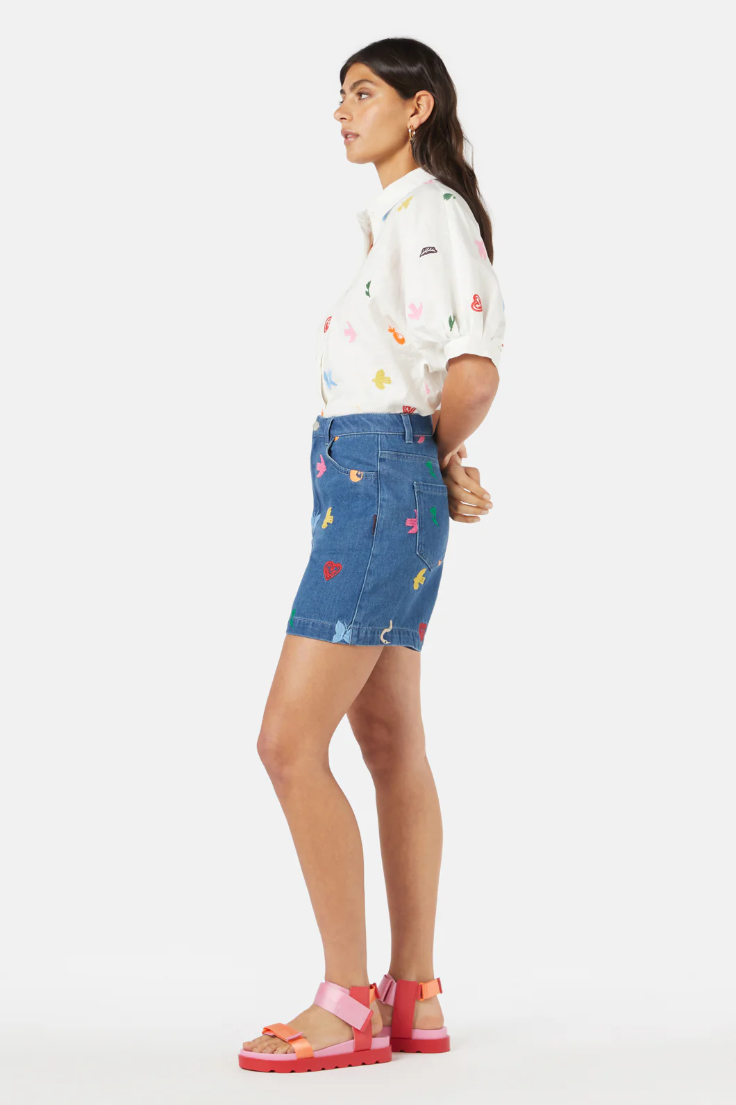 Birds And Flowers Emb Short - Image 3